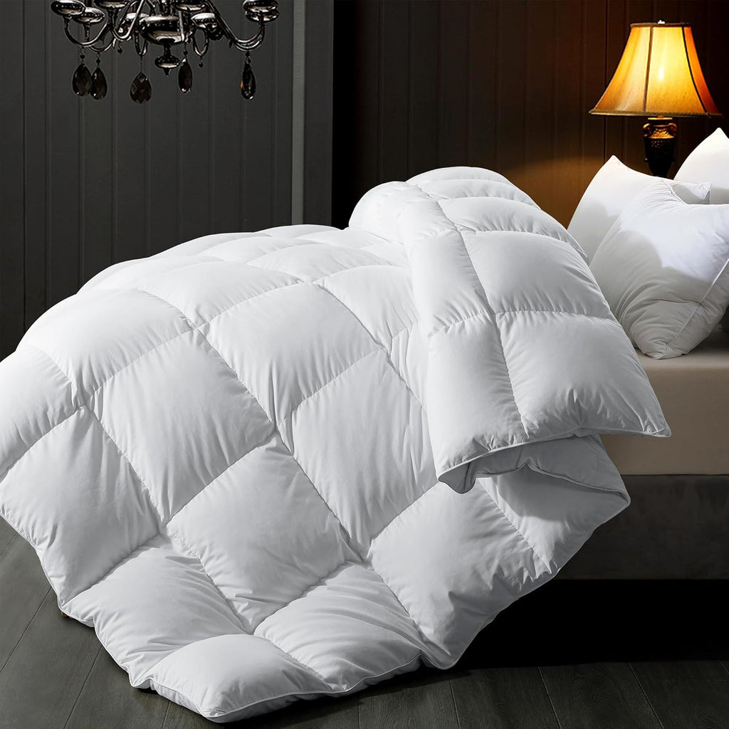 Feather Comforter Oversized King, Filled with Feather and Downfiber, White Duvet Insert