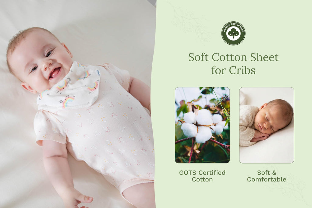 Cotton Fitted Crib Sheets - 100% GOTS Certified Organic Cotton, All-Natural, Dye-Free, Unbleached, Toxic-Free &