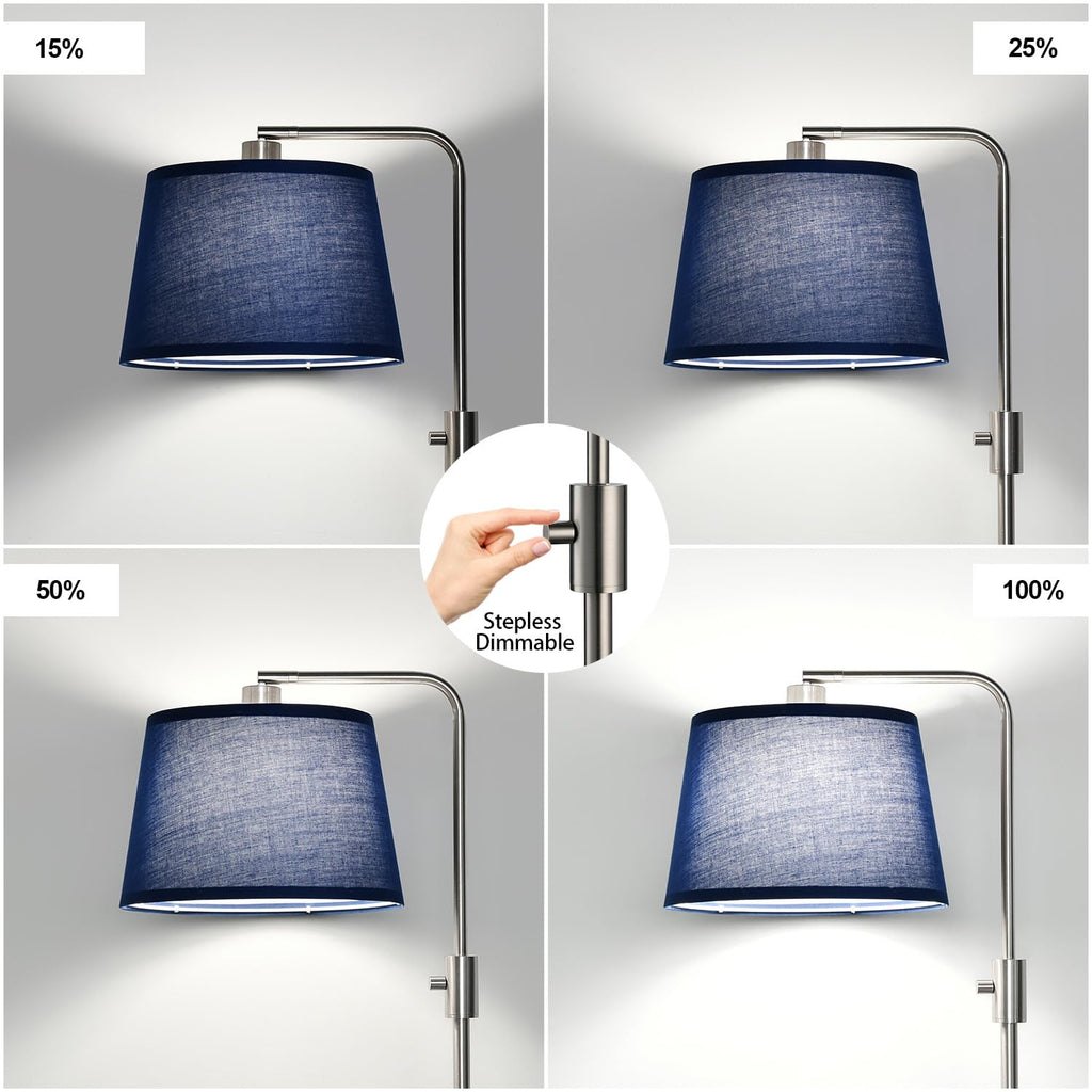 Dimmable Floor Lamp, 1000 Lumens LED Edison Bulb Included, Brushed Nickel Arc Standing Tall Floor Lamp with Blue