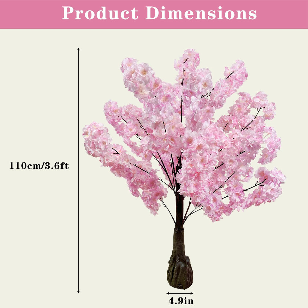 Artificial Cherry Blossom Tree 3.6ft -2 Pack Pink Faux Cherry Tree for Wedding Backdrop, Party Decoration, Home
