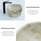 Davivy 18.3"×13" Marbling Rectangle Bathroom Vessel Sink with Pop Up Drain,Nordic Ceramic Vessel Sinks,Bathroom Sinks