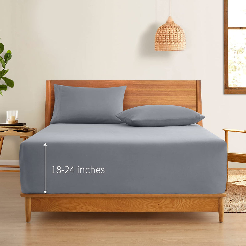 Extra Deep Pocket Queen Fitted Sheet Only, Silver Grey