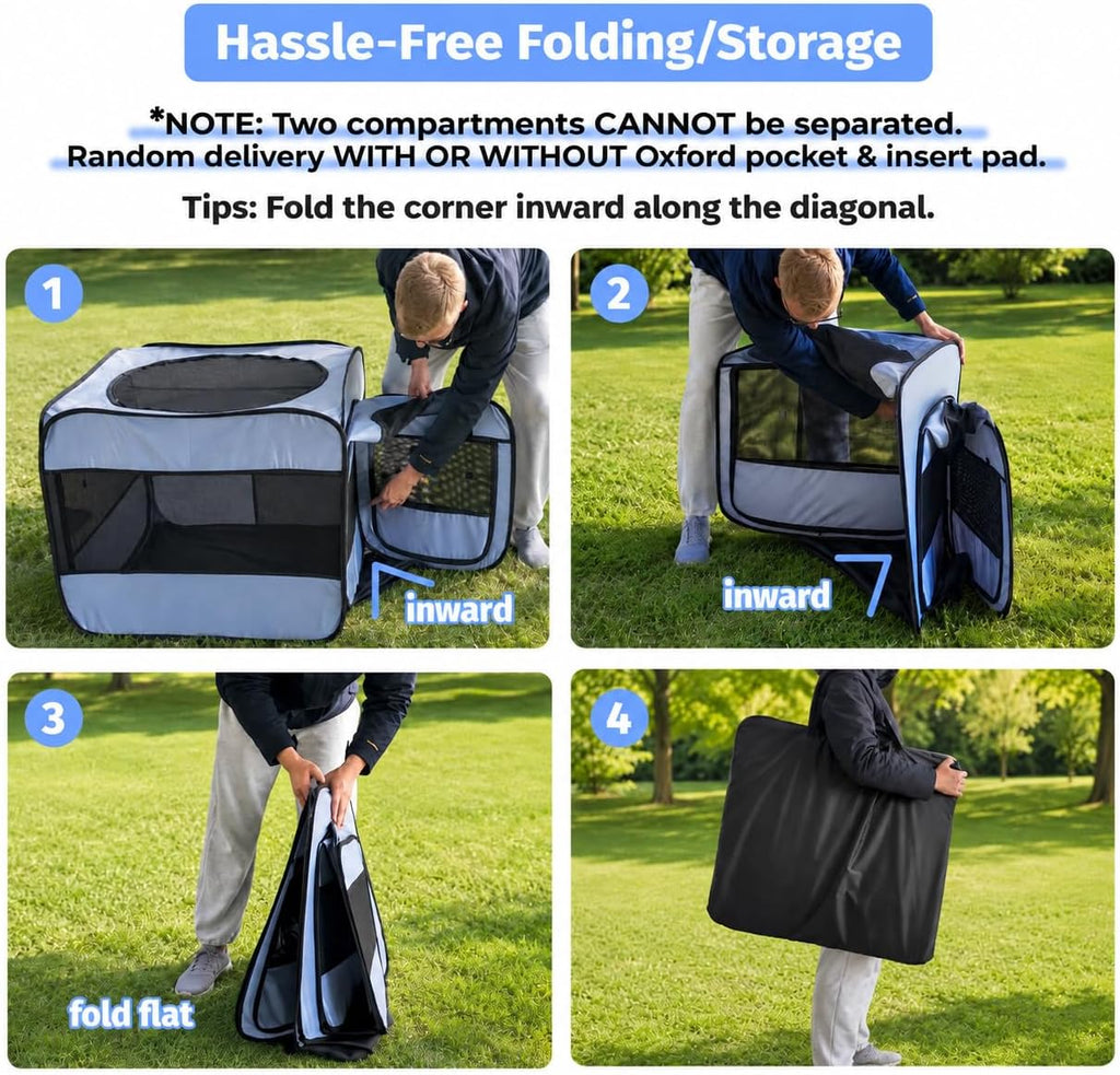 2-in-1 Dog Playpen Portable Cat Playpen, Non-Separable, No Assembly