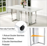 67 Inch Faux Marble Dining Table, White Rectangular Kitchen Dining Table, 1.8 Inch Thick Mid Century Modern Dining