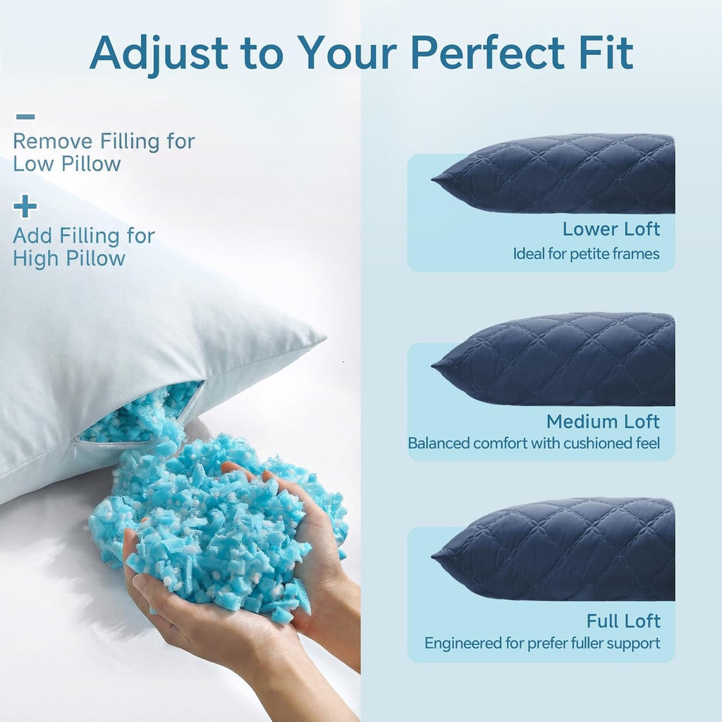 Cooling Body Pillow, Memory Foam Filled, Navy Blue, 20x54 Inches | Soft & Cool-Touch Quilted Nylon-Spandex Cover
