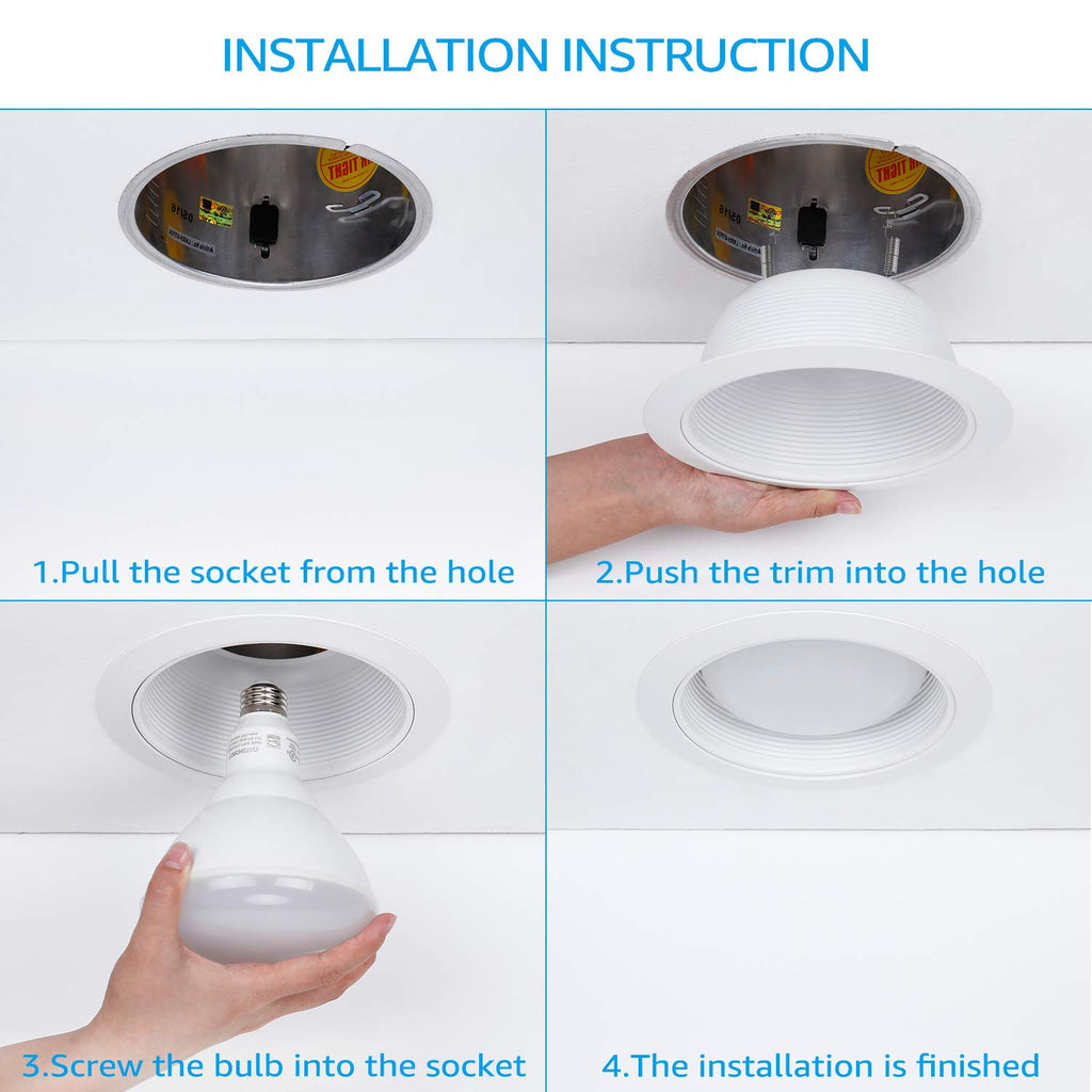 6 Inch Recessed Light Trim, White