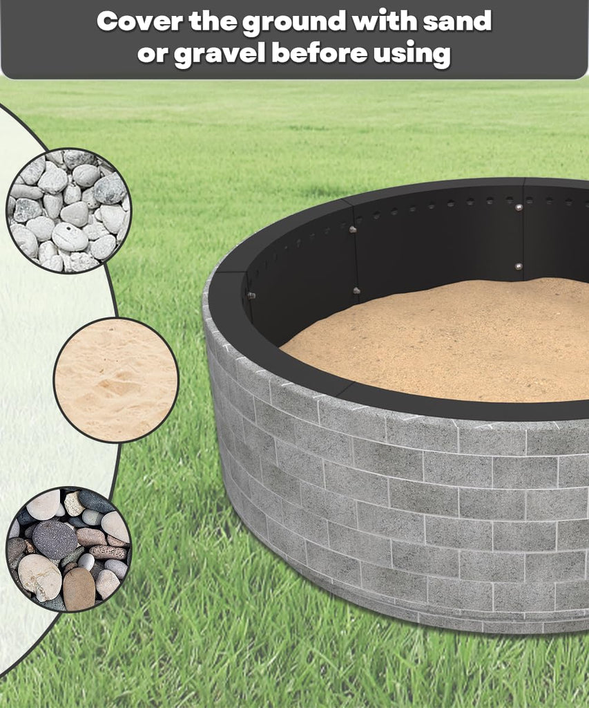 39 Inch Smokeless Fire Pit Ring Insert Firepit Kit Outdoor, Black