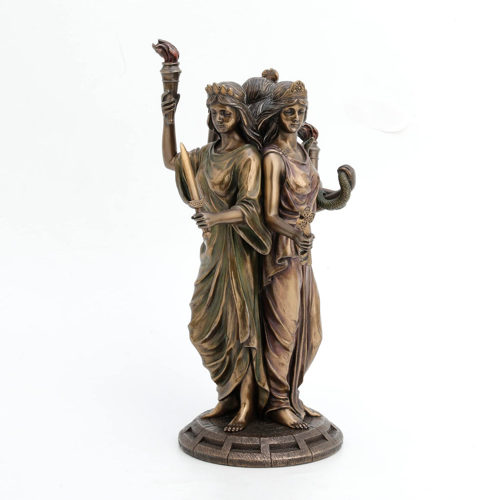 Large Bronze Finish Greek Goddess Hecate Triple Goddess Statue Figurine