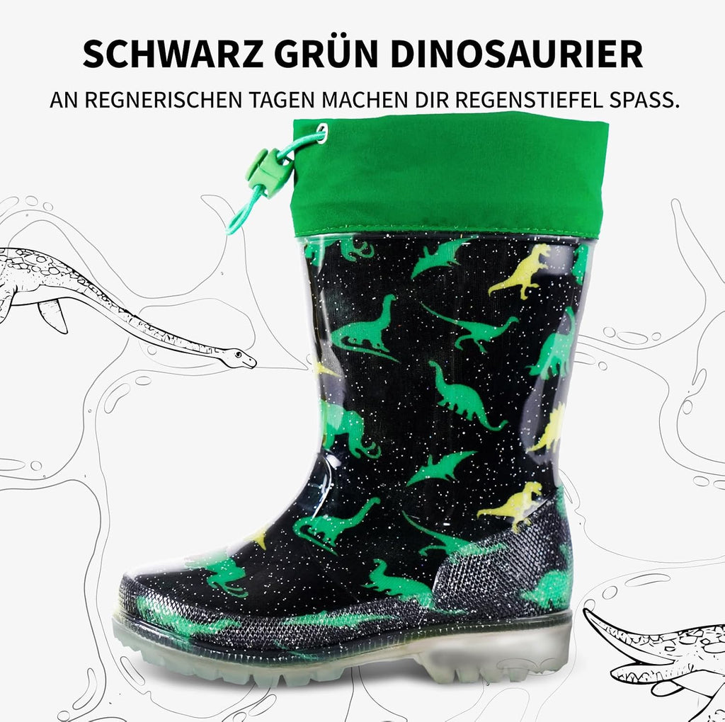 Kids Rain Boots, Waterproof Boots with Adjustable Drawstring
