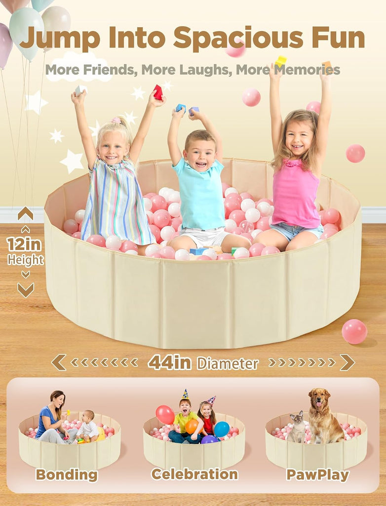 Large Ball Pit for Baby Toddler,44in Beige, Balls Not Include