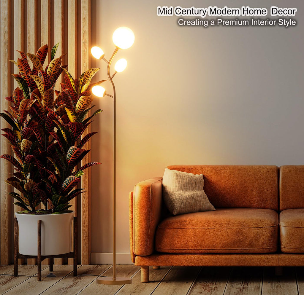 4 Globe Floor Lamp, Mid Modern Standing Tree Lamp
