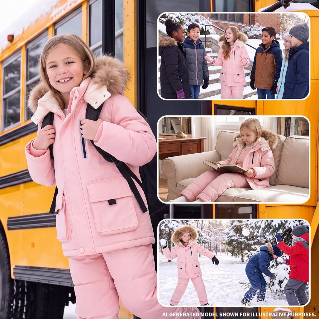 Boys Girls Winter Coat Puffer Jacket Fleece Lined Warm Outerwear