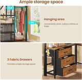Stairway Twin Loft Bed with L Shaped Desk and Wardrobe, Metal Loft Bed Frame with Storage Stairs, 3 Fabric Drawers