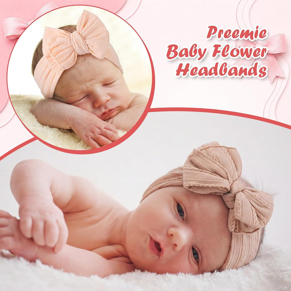 8 Pcs Preemie Baby Headband for Girls Nicu Wear Photoshoots, Bow