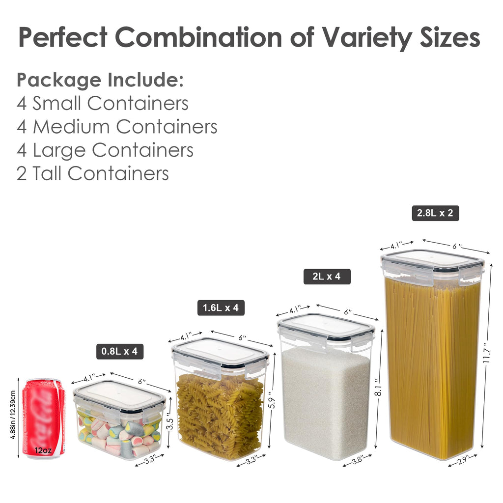 Airtight Food Storage Containers Set, 14 PCS Kitchen Storage Containers with Lids for Flour, Sugar and Cereal
