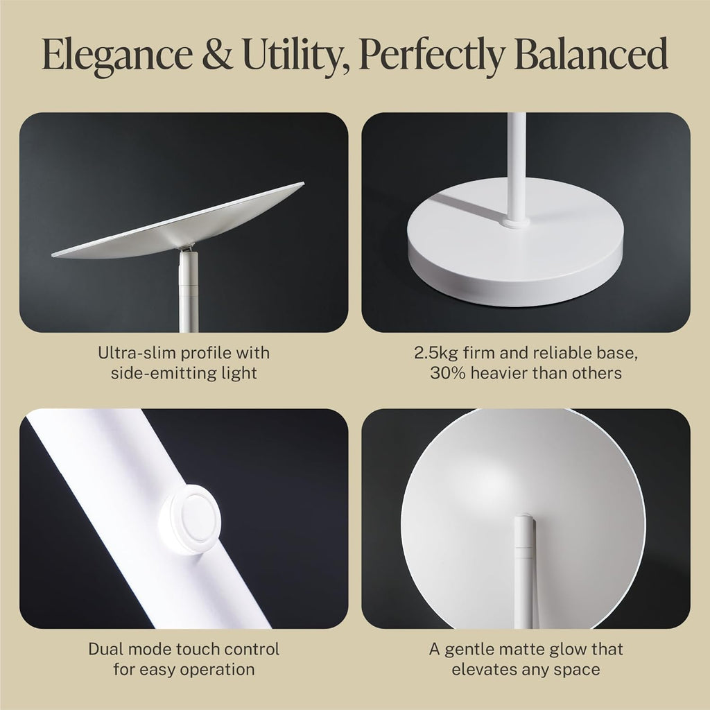 LED Torchiere Floor Lamp, 3200LM, 71" Tall Modern Torchiere Lamp in Pearl White, Stepless Dimming