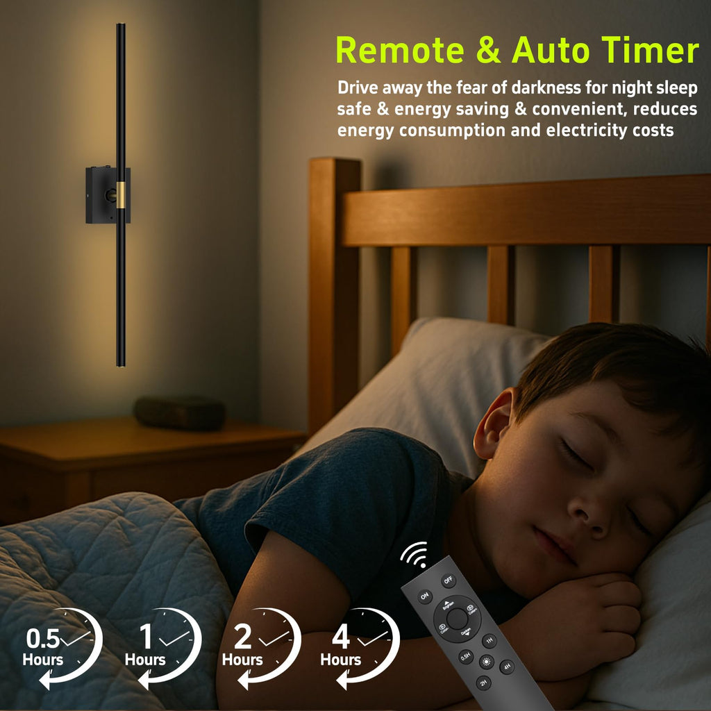 Battery Operated Wall Sconces Set of 2, 10000mAh, Black