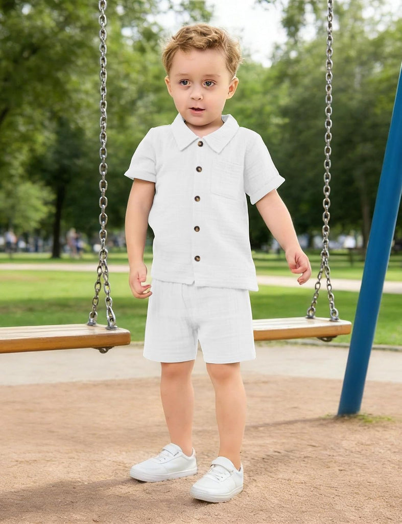Baby Boys Cotton Gauze Shirt/Shorts Sets Toddler Clothes Outfit 2PC
