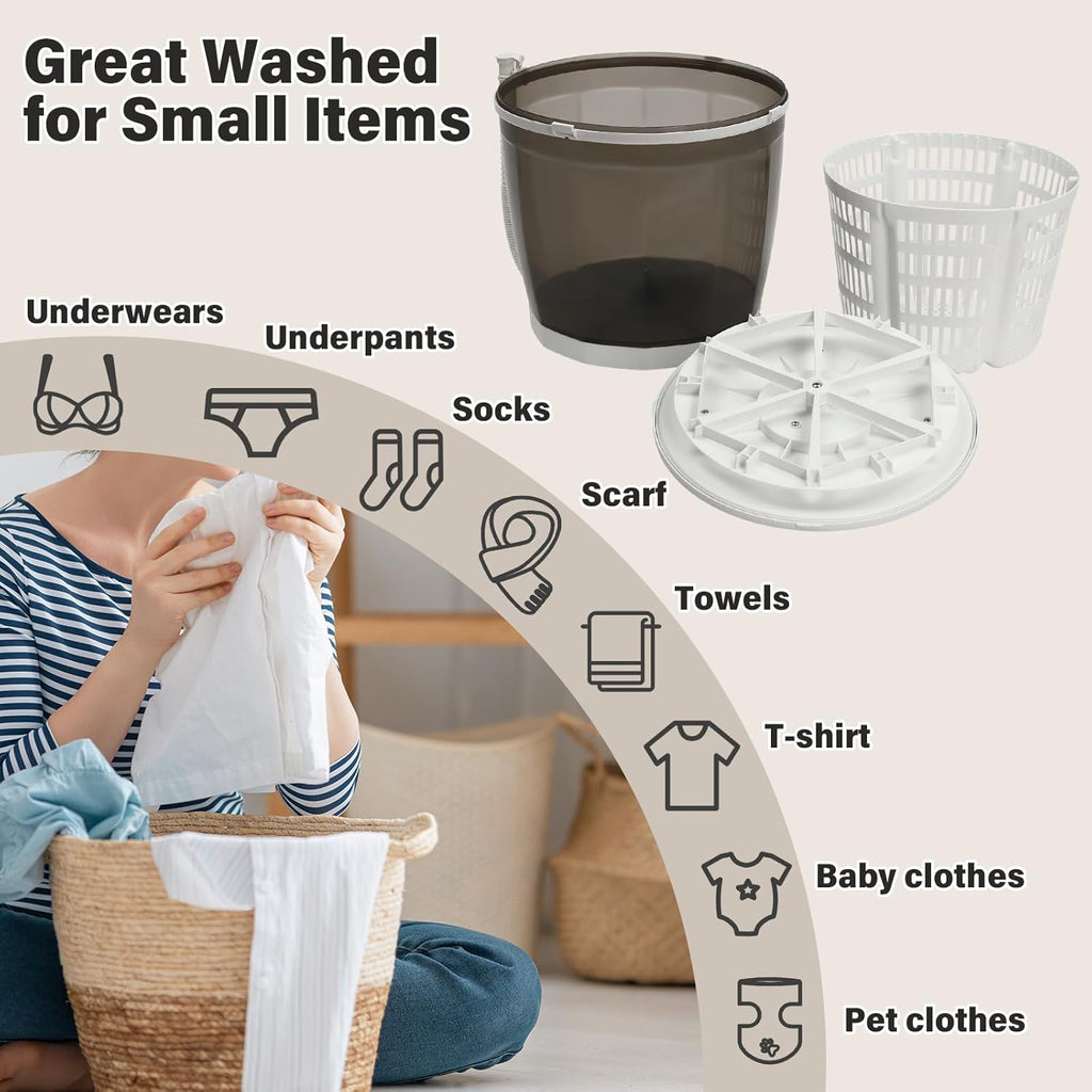 Mini Portable Washing Machine and Dryer,2 in 1 Manual Washing Machine for Clothes Spin Dryer Mini Traveling Outdoor