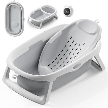 In-1 Collapsible Baby Bathtub for Newborn & Toddler 0 (Grey)