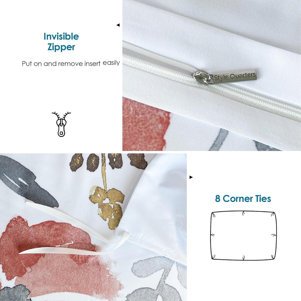 Style Quarters 3pcs Microfibre Duvet Cover Set Summer Floral Duvet Cover Include 1 Duvet Cover