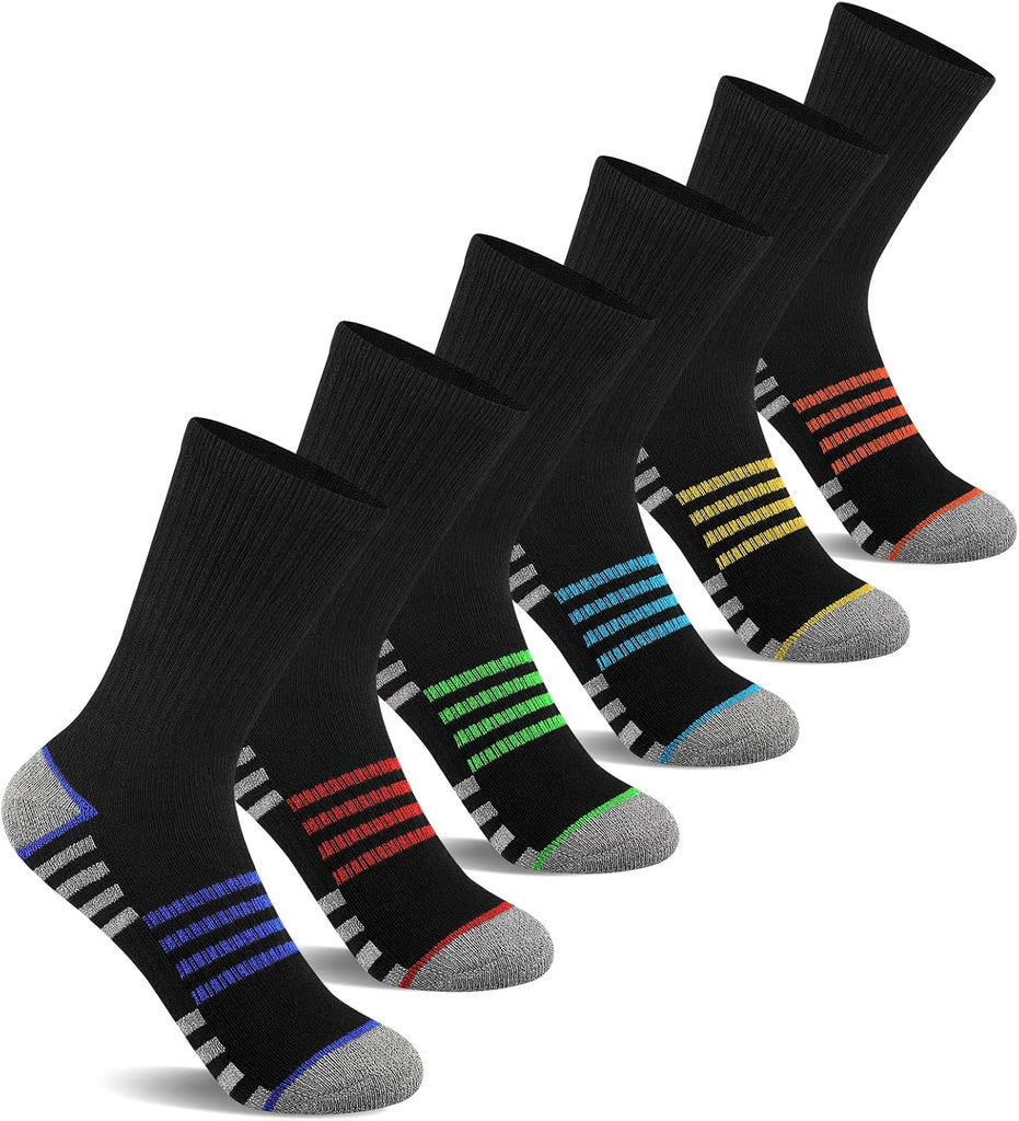 Boys Crew Socks For Kids Old Athletic Long Socks With Cushioned Sole 6 Pairs
