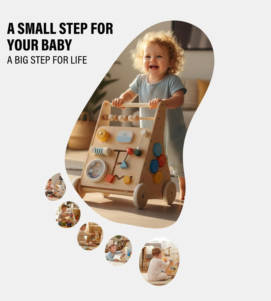 Wooden Baby Push Walker, in-1 Montessori Activity Center