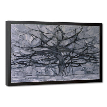 Piet Mondrian Gray Tree Canvas Wall Art, Abstract Cubism Oil Painting Print, Modern Expressionism Fine Poster Office