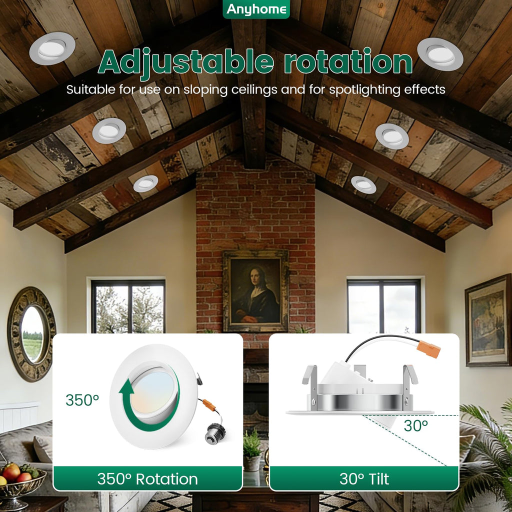 4 Inch Gimbal Led Recessed Lighting Retrofit 4 Pack
