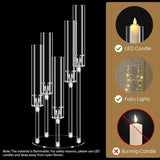 5 Arm Acrylic Candelabra Centerpieces for Tables,4 Sets Clear Candle Holder,Table Decorations,22.8" Tall Candlestick