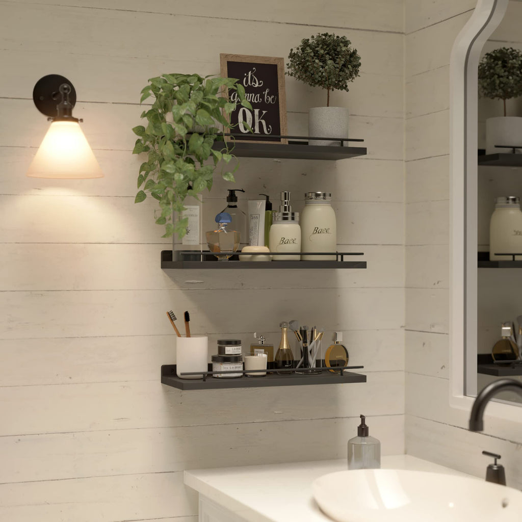 Floating Shelves for Wall Decor Set of 3, Black