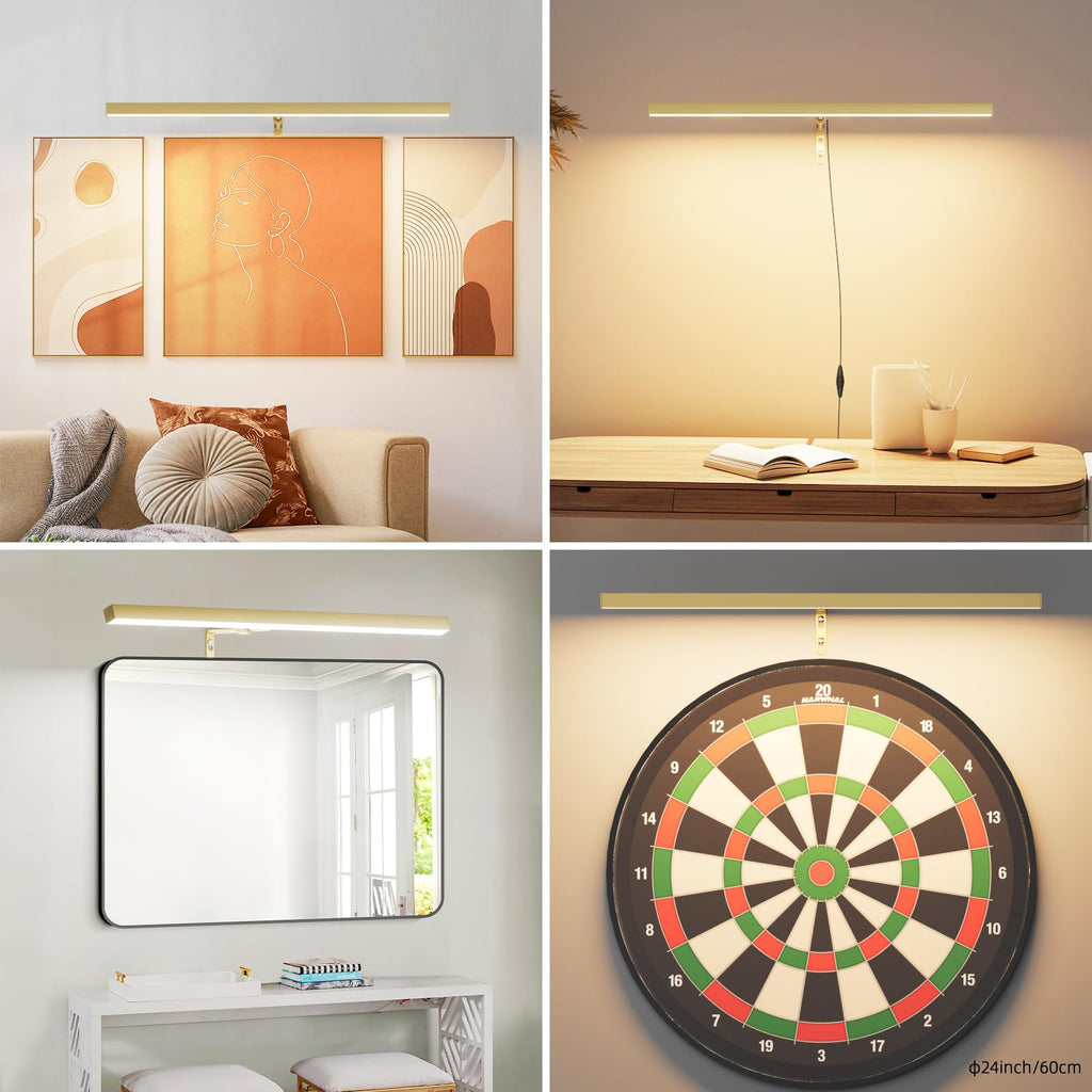 24" LED Picture Light Plug in, 9W Gold Art Light