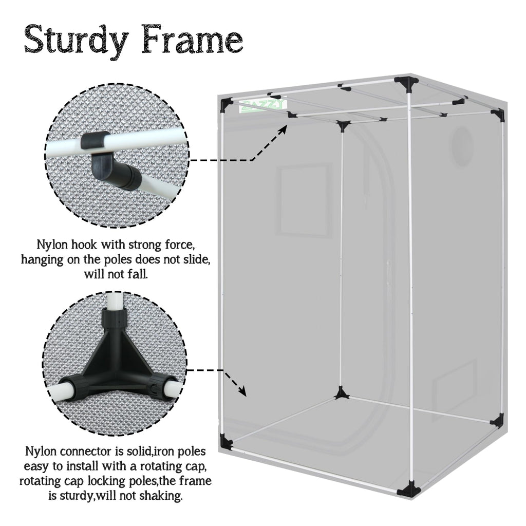3x3 Grow Tent, 36"x36"x72" Growing Tent High Reflective Mylar
