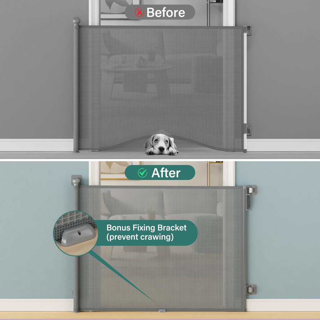Retractable Baby Gate for Stairs, Dog Gate Indoor 55" Wide × 34" Tall Gray.