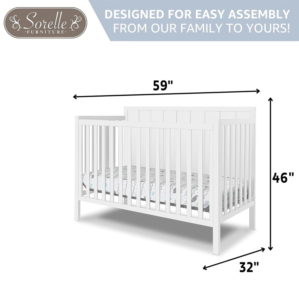 Crib Classic 4-in-1 Convertible Crib, Made of Wood, Non-Toxic Finish, Wooden Baby Bed, Toddler Bed, Child's