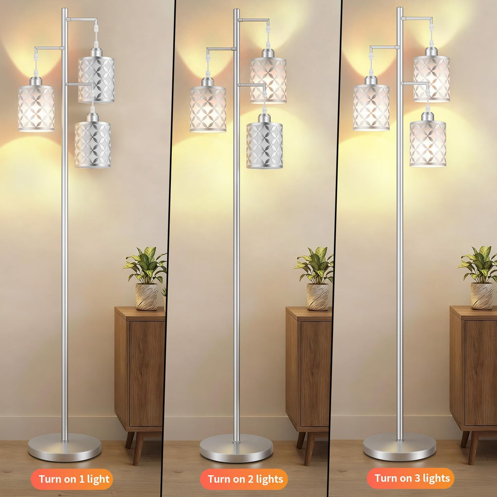 72" Dimmable Floor Lamp with Remote & Timer, Modern Minimalist Standing Lamp Bedroom, 3 Individually Controlled