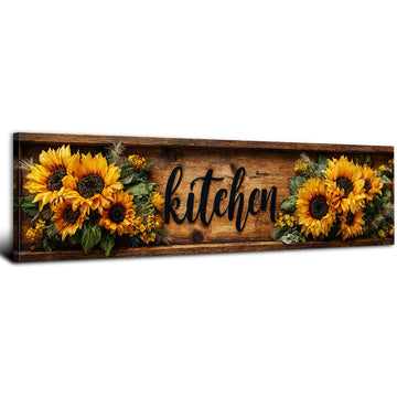 Rustic Sunflower Wall Art Kitchen Decor Farmhouse Sunflower Picture Dinner Room Large Narrow Botanical Floral