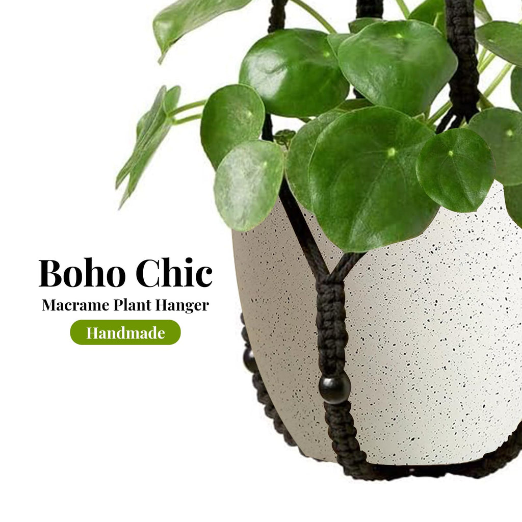 Macrame Plant Hanger Indoor Set of 4 with 8 Hooks, Indoor Outdoor Hanging Planter for Plants Holder with Decorative