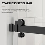 44-48.in W x 72.in H Frameless Shower Door, Water Repellent Black Shower Door with 1/4" (6mm) Clear Tempered Glass