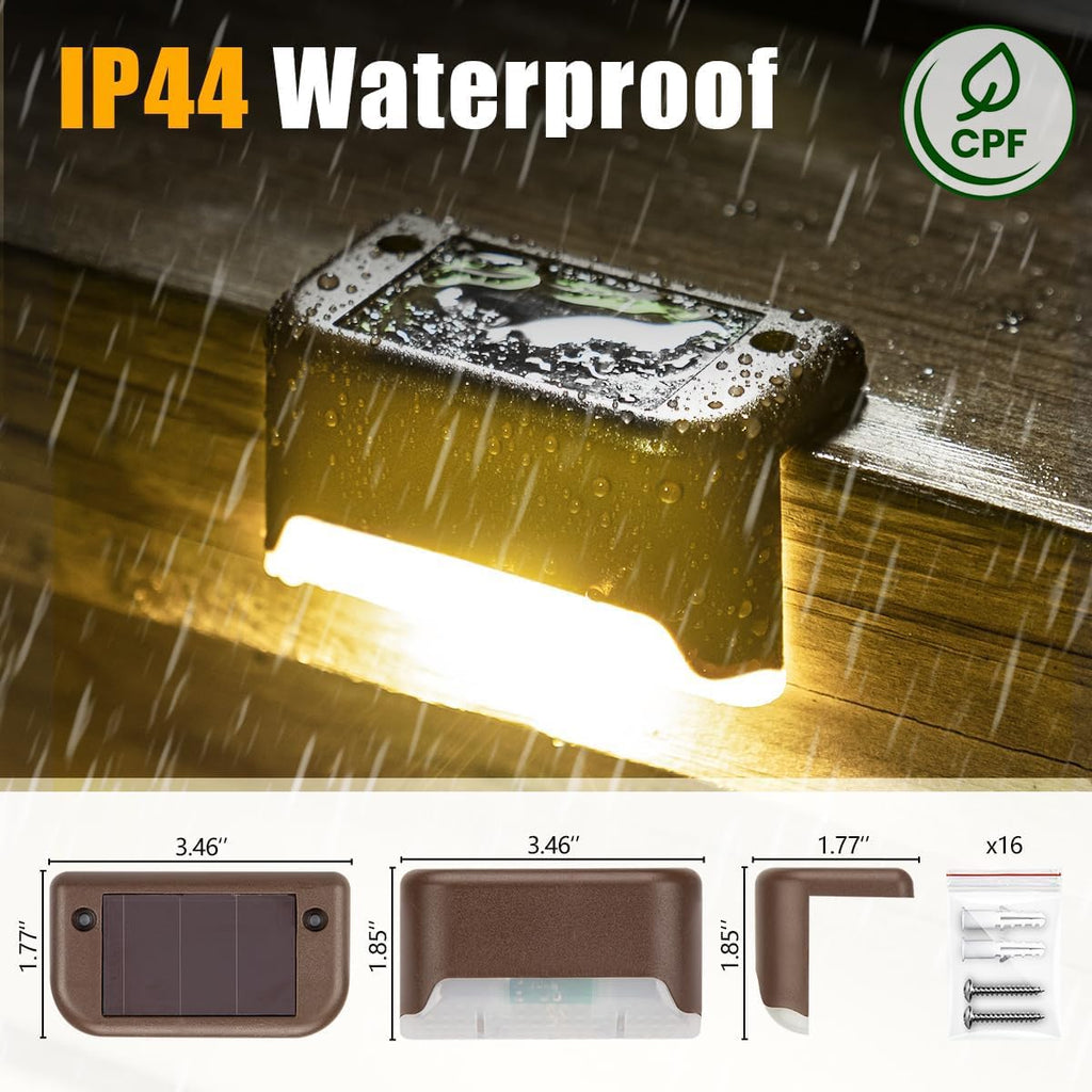 Solar Deck Lights Outdoor 24 Pack, Step Light Waterproof, Warm White