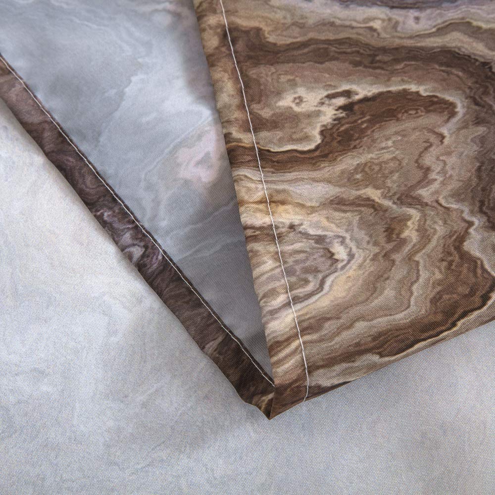 Shower Curtain Marble Texture, Brown Polyester Fabric Waterproof Bathroom Decor, 72 x 96 Inch, Extra Long Size