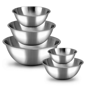 Stainless Steel Mixing Bowls Set, 5-Piece Meal Prep & Food Storage