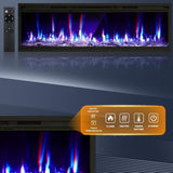 50 in Electric Fireplace Inserts, 750/1500W Recessed and Wall Mounted Fireplace Heater with Remote Control
