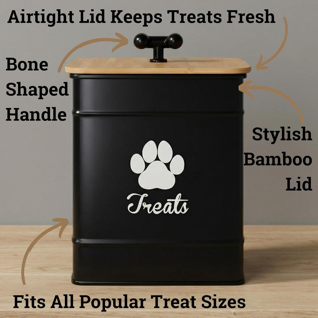 Dog Treat Container Airtight, 6"W x 8"H, Powder Coated, 12 Cup Capacity