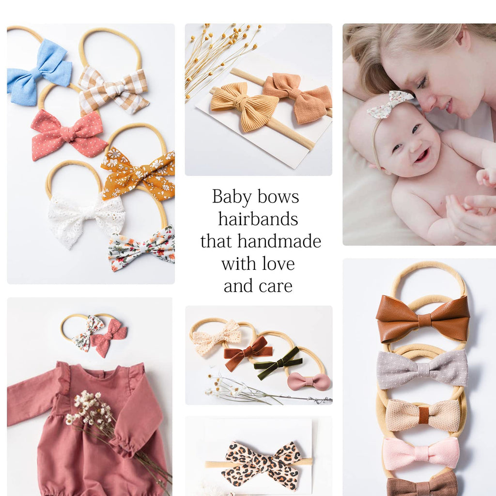 21 Pcs Baby Girls Headbands, Nylon Hairbands with Hair Bows Set