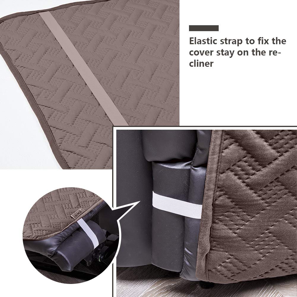 Heated Recliner Cover, Water Resistant Recliner Slipcover, Stay in Place (Chocolate, Heated Recliner 25" Regular)