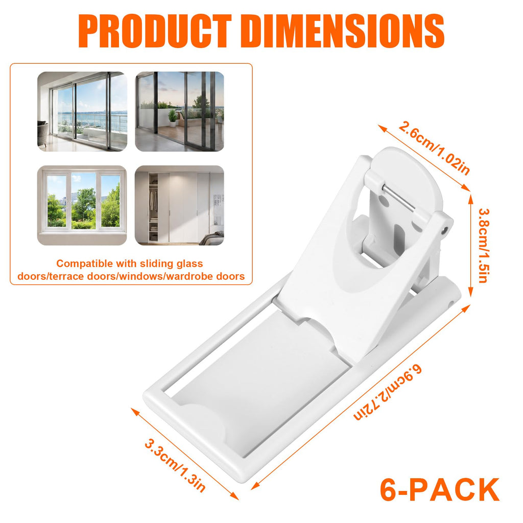6pcs Sliding Door Child Lock, ABS No Drill Adhesive Safety Patio Kid Lock