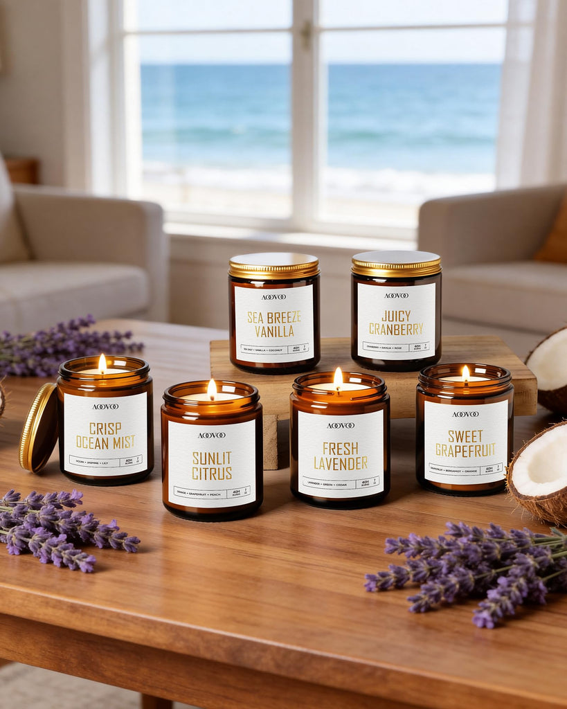 Candles Set - 6PC Scented Candles, Soy Candle, Aromatherapy Candle, Soy Wax Candle, Fresh Lavender/Sunlit /Sweet