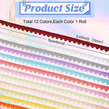 12 Colors Mini Pom Pom Fringe Rickrack Trims for Curtain Carpet Lace Clothes Pillow Decoration Pompom - 60 Yards