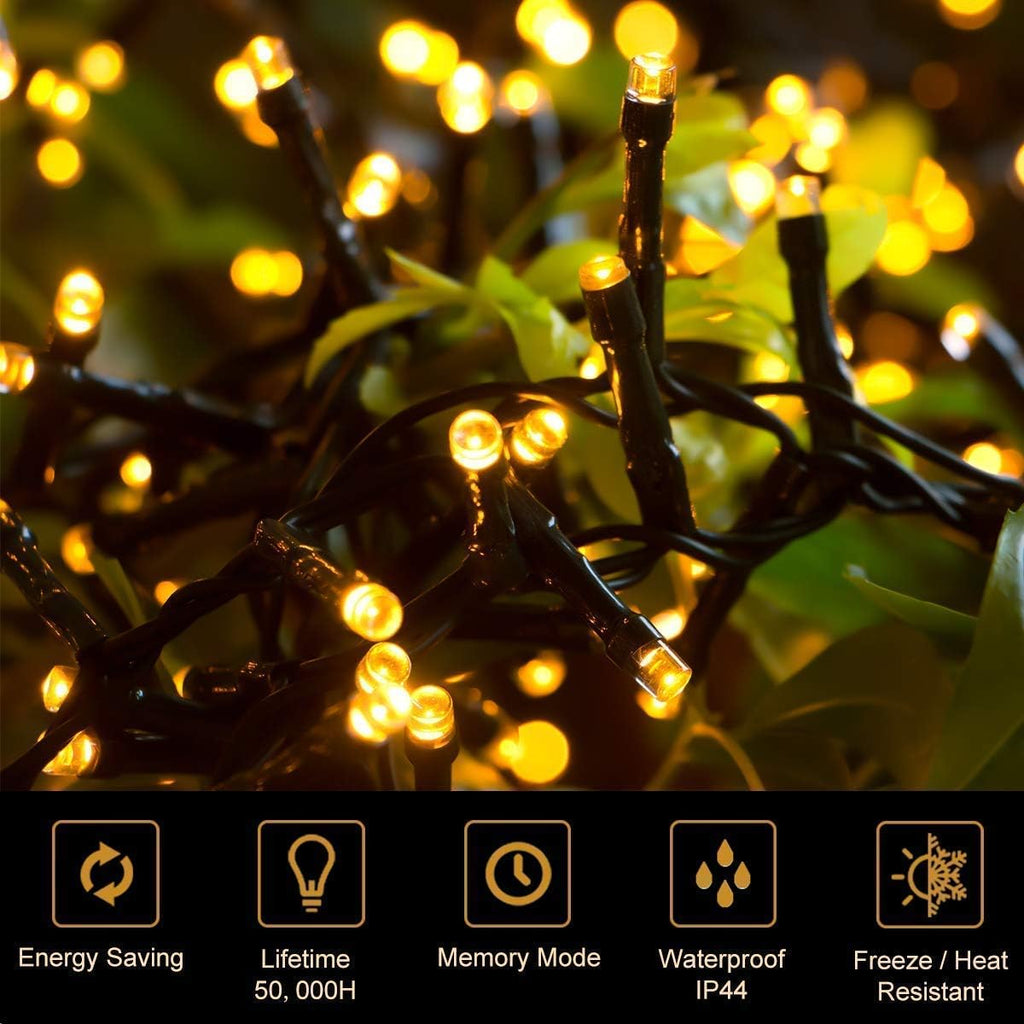 82ft 1000 LED Cluster Christmas String Lights - Dark Green Wire Tree Lights - 8 Modes Outdoor Waterproof Plug
